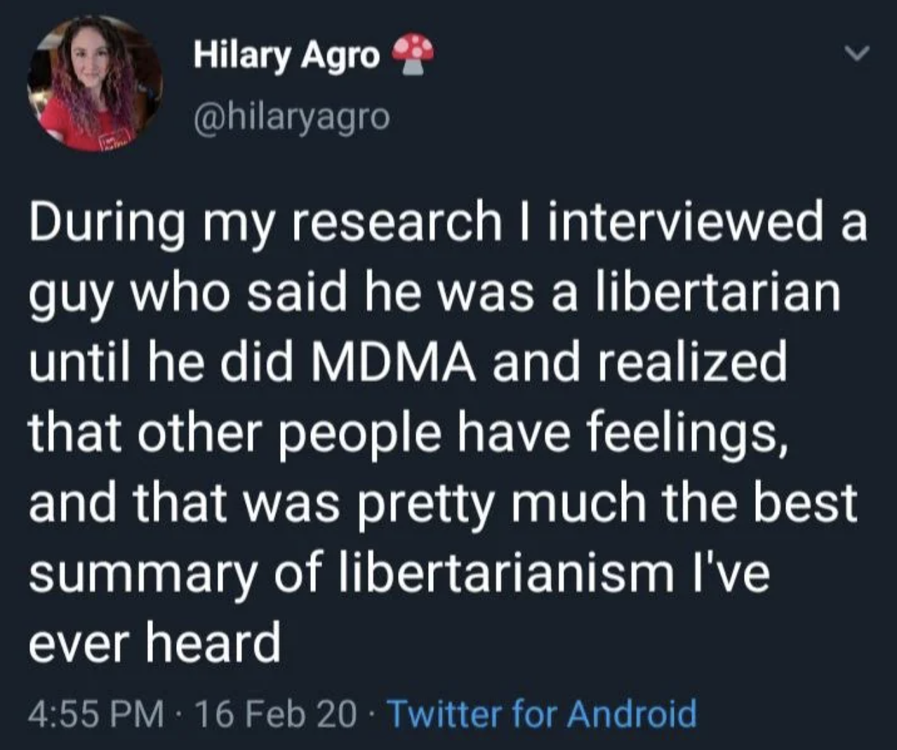 Chaotic Meh meme titled “Best Summary of Libertarianism.”