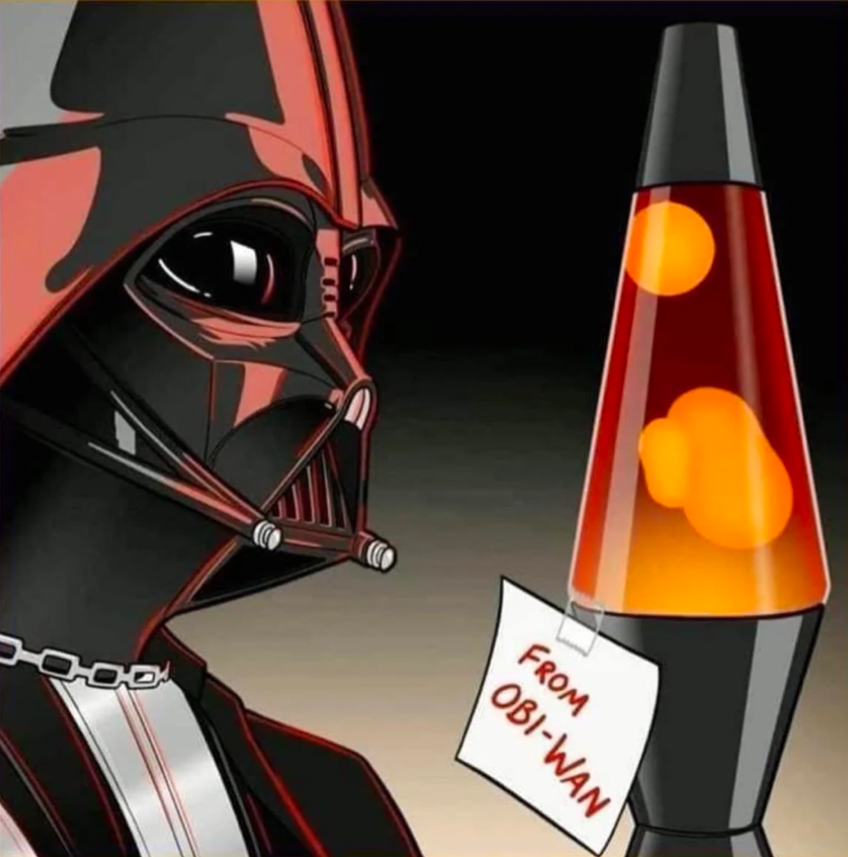 Chaotic Meh meme titled “From Obi-Wan With Lava.”