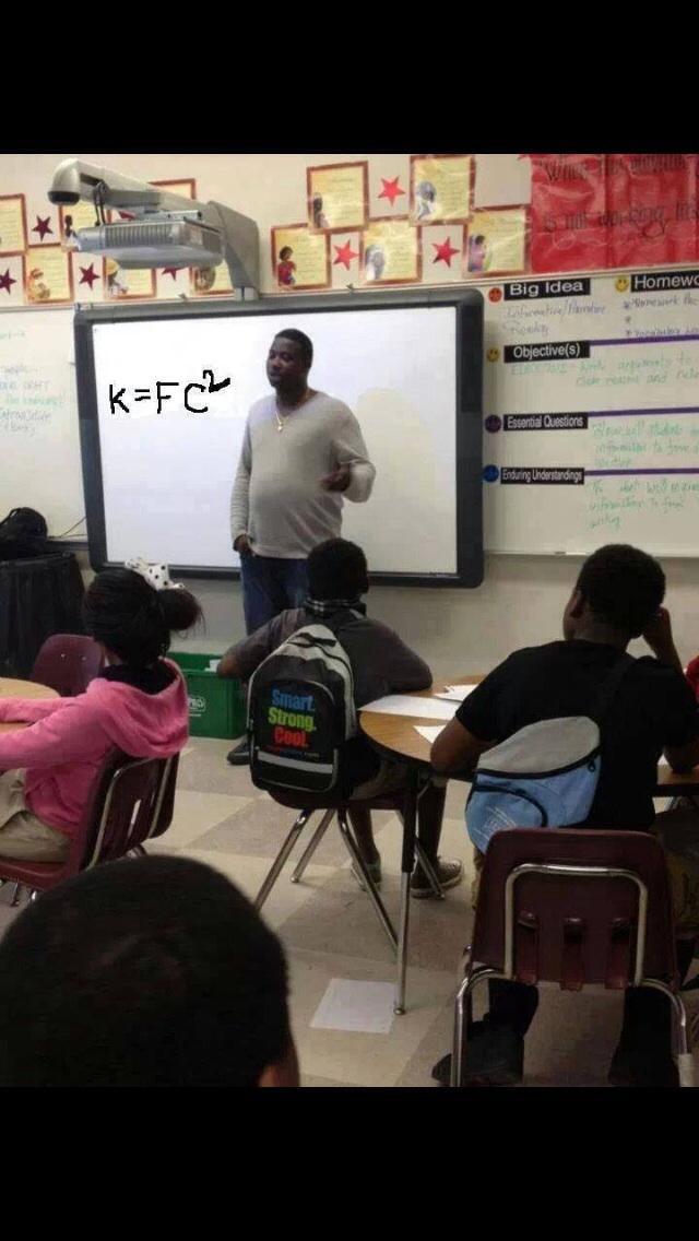 Chaotic Meh meme titled “K Equals FC Squared.”