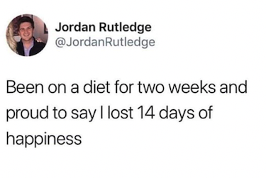 Chaotic Meh meme titled “Diet Lost 14 Days Happiness.”