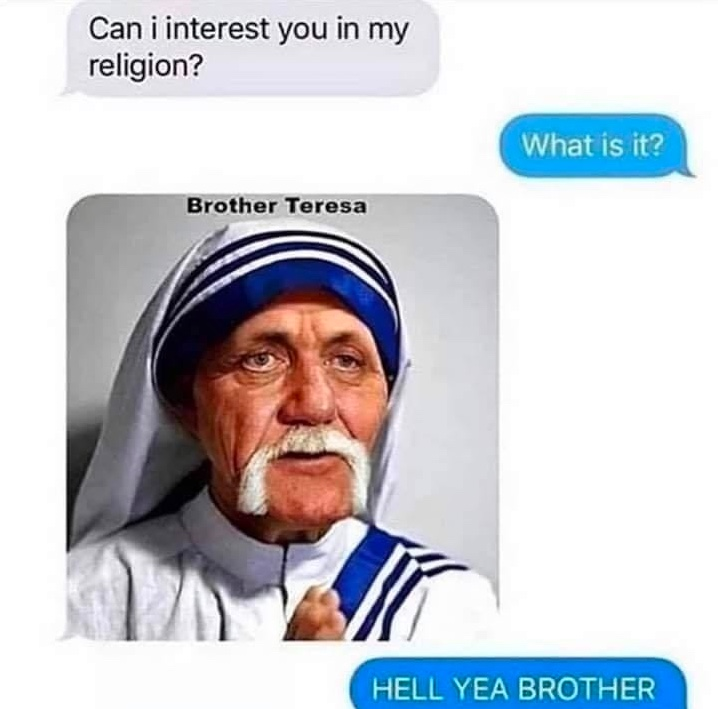 Chaotic Meh meme titled “Brother Teresa.”