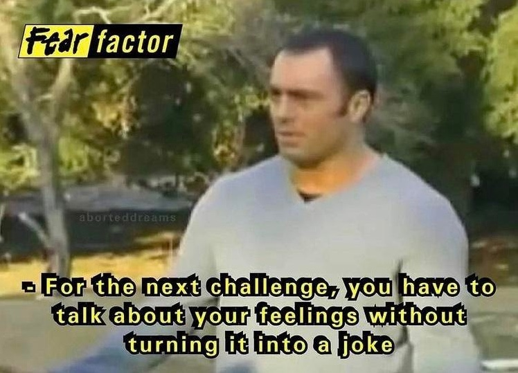 Chaotic Meh meme titled “Fear Factor Talk About Feelings.”