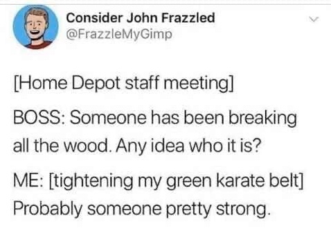 Chaotic Meh meme titled “Home Depot Staff Meeting.”