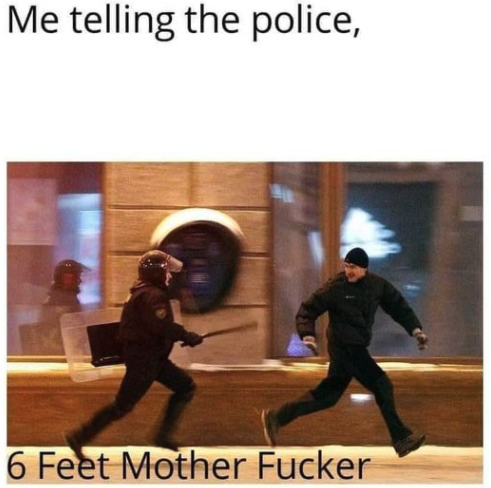 Chaotic Meh meme titled “6 Feet Mother Fucker.”