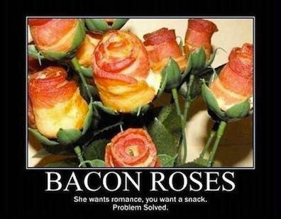 Chaotic Meh meme titled “Bacon Roses.”