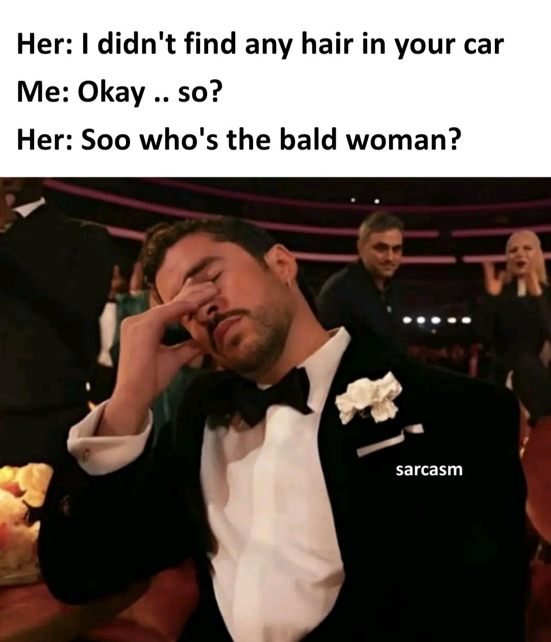 Chaotic Meh meme titled “Who’s the Bald Woman.”