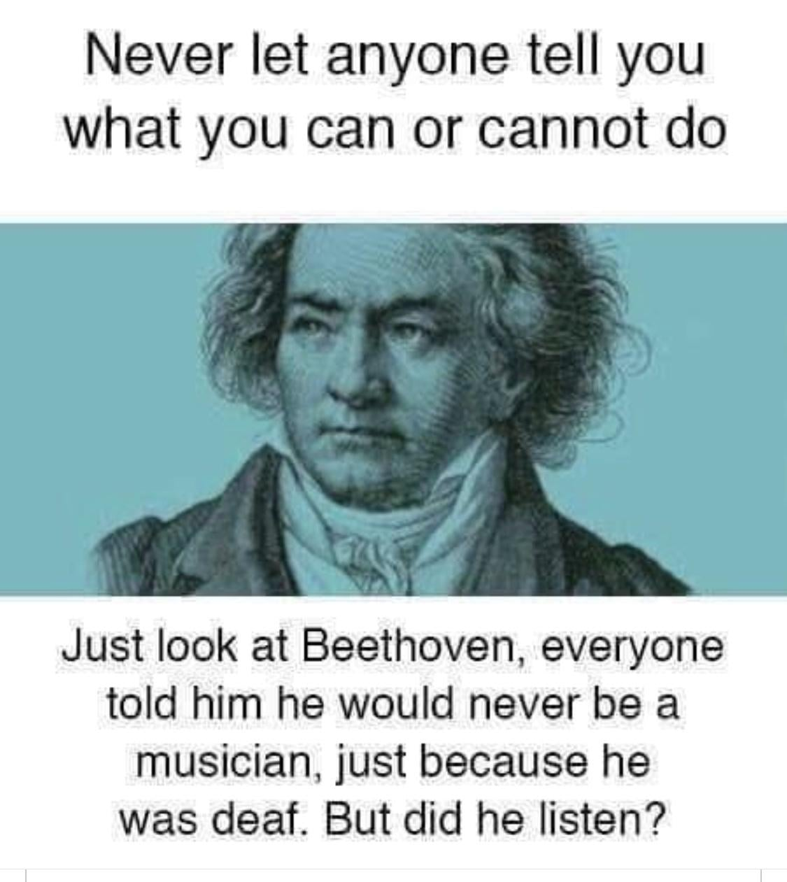 Chaotic Meh meme titled “Beethoven Did He Listen.”