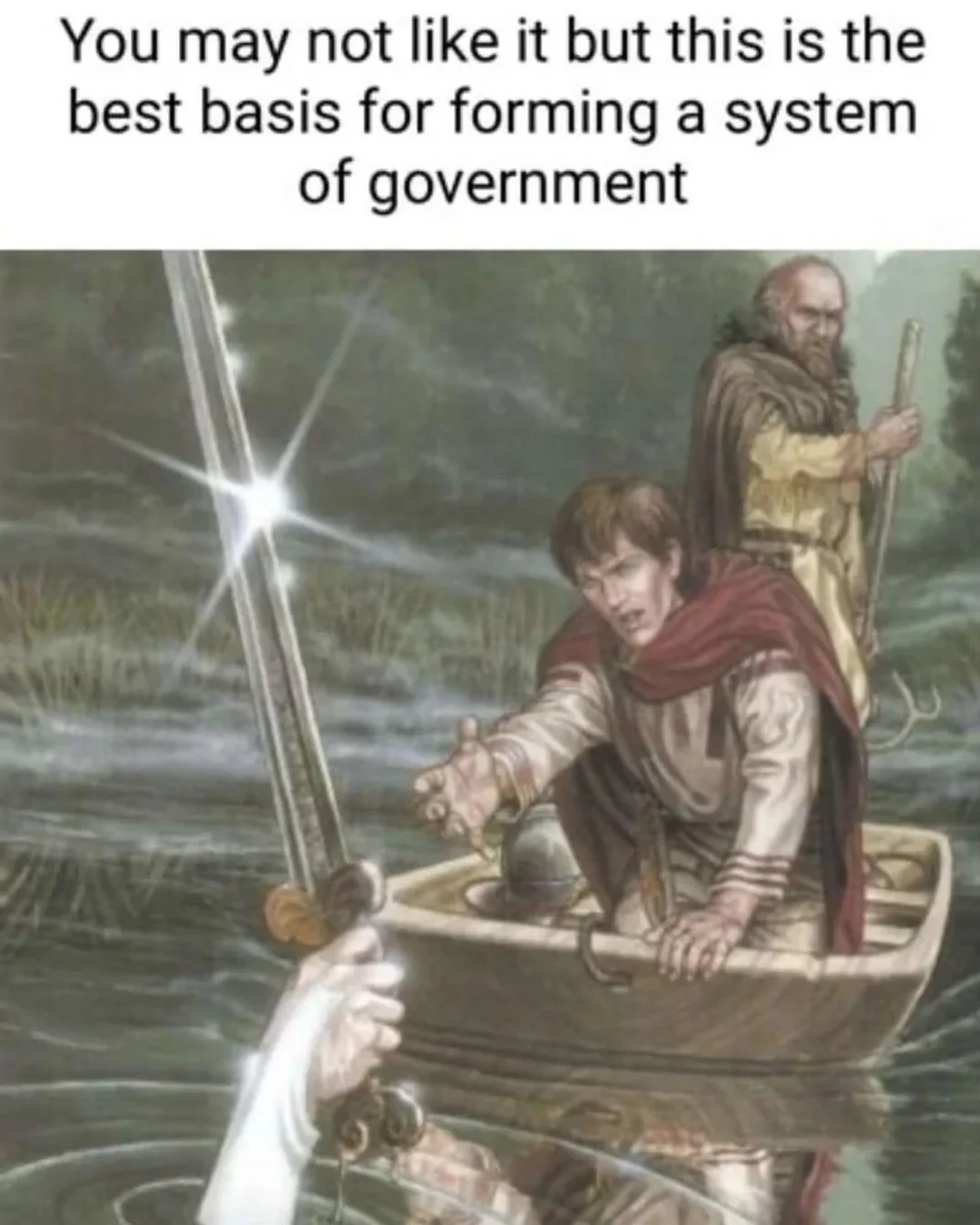 Chaotic Meh meme titled “Best Basis For Government.”