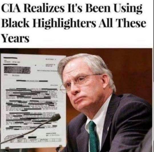 Chaotic Meh meme titled “Black Highlighters CIA.”
