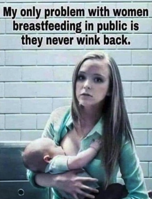 Chaotic Meh meme titled “My Only Problem With Women Breastfeeding in Public.”