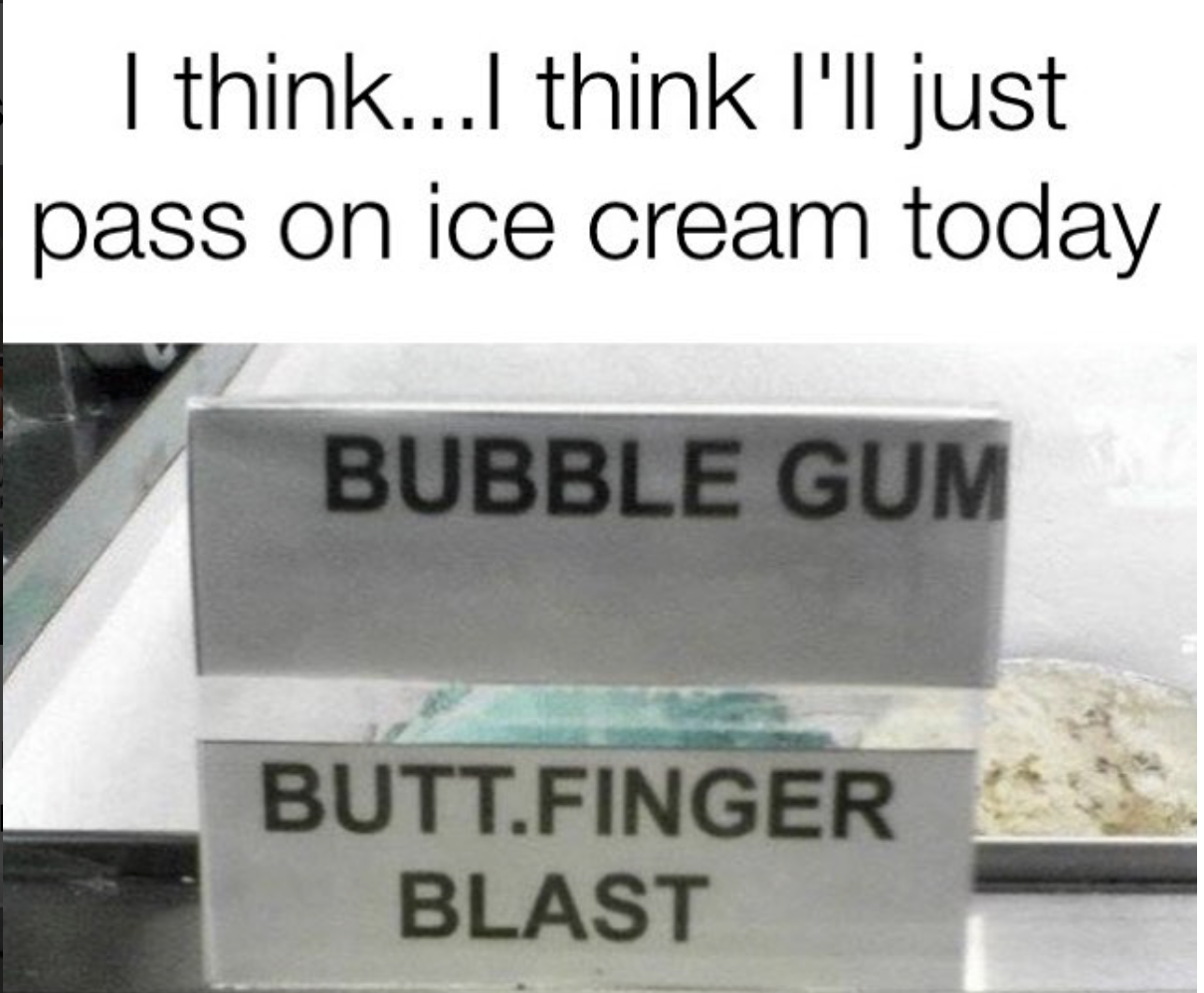 Chaotic Meh meme titled “Butt Finger Blast.”