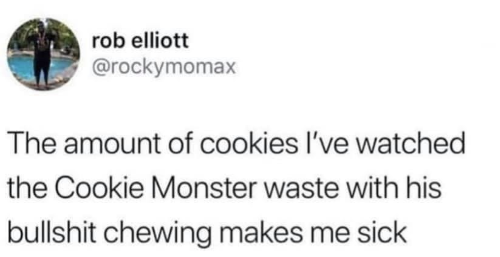 Chaotic Meh meme titled “Cookie Monster Wasting Cookies.”