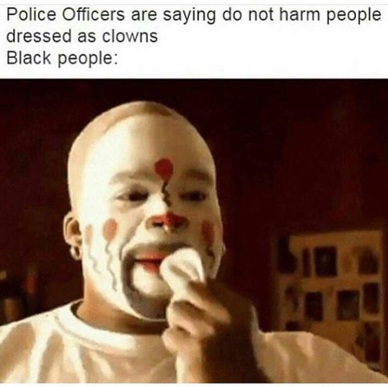 Chaotic Meh meme titled “Dont Harm Clowns.”