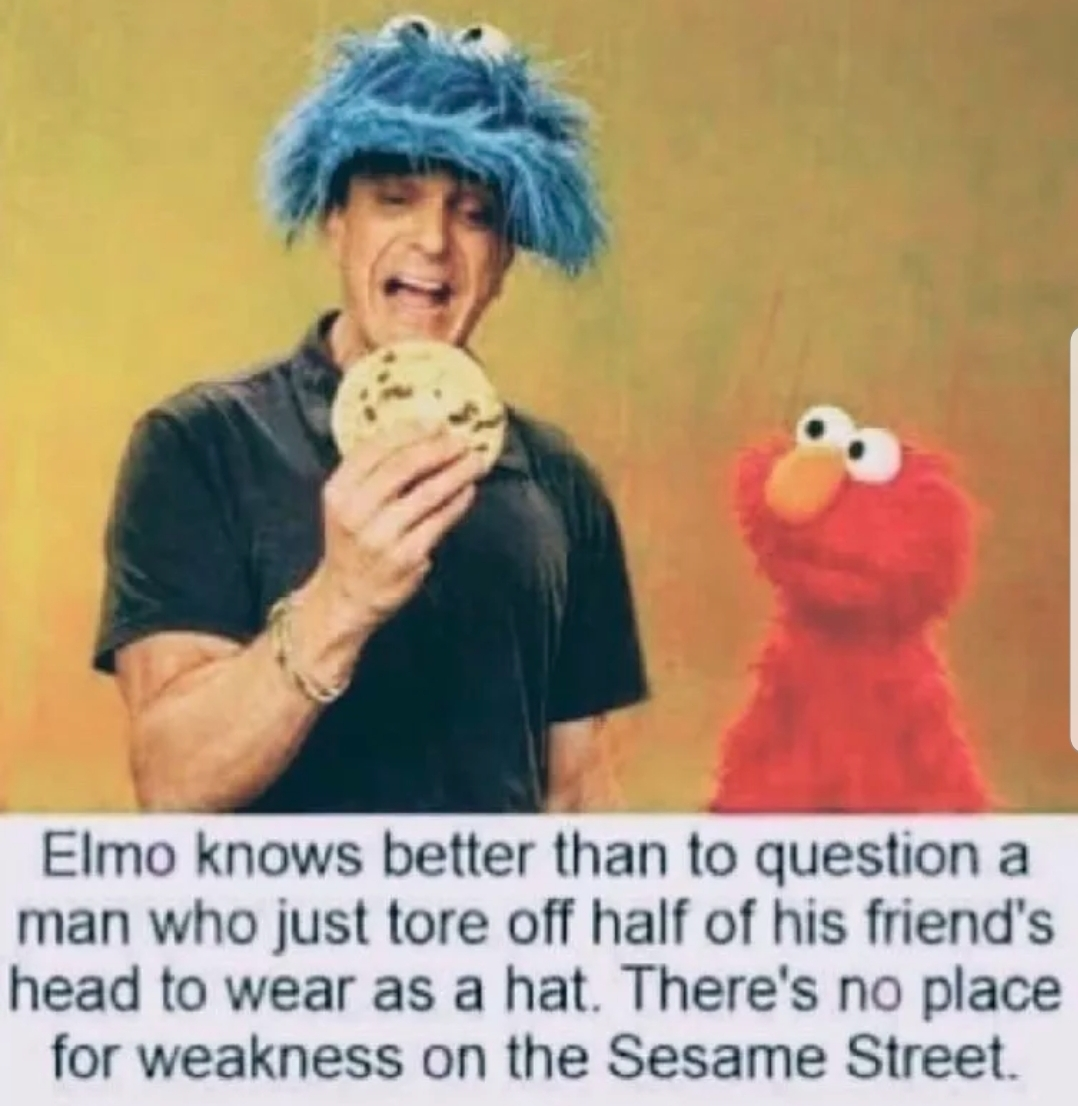 Chaotic Meh meme titled “Elmo Sesame Street.”