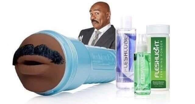 Chaotic Meh meme titled “Fleshlight Powered by Kobe – Steve Harvey.”