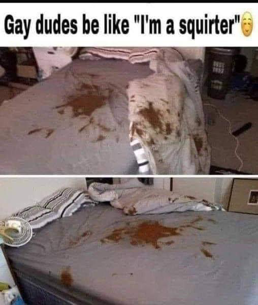 Chaotic Meh meme titled “Gay Dudes Be Like I’m a Squirter.”
