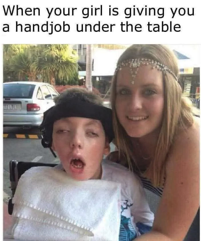 Chaotic Meh meme titled “When Your Girl Is Giving You a Handjob Under the Table.”