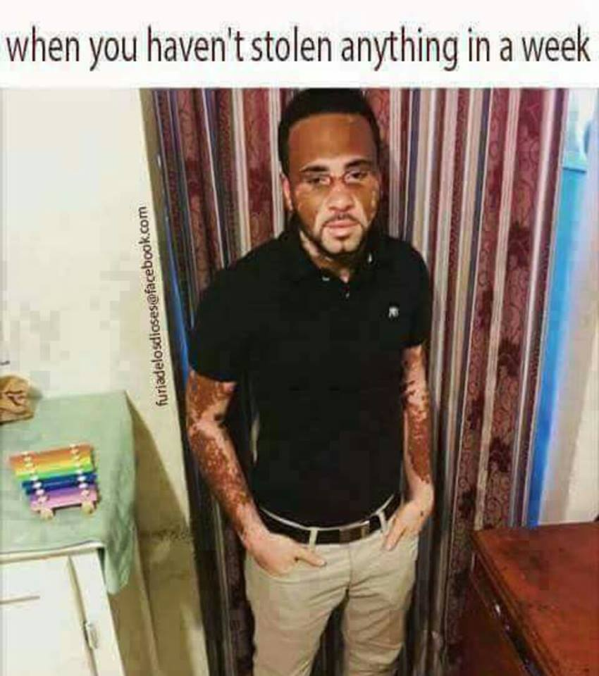 Chaotic Meh meme titled “Havent Stolen In A Week.”
