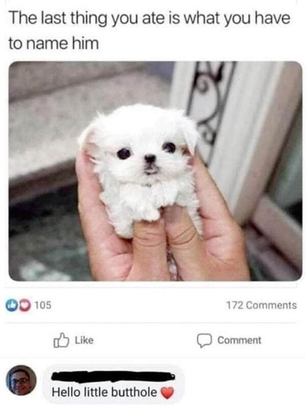 Chaotic Meh meme titled “Hello Little Butthole.”