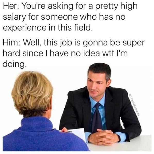 Chaotic Meh meme titled “High Salary No Experience.”