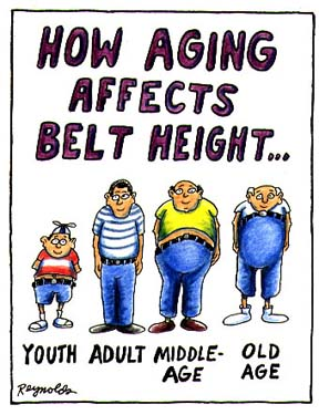 Chaotic Meh meme titled “How Aging Affects Belt Height.”