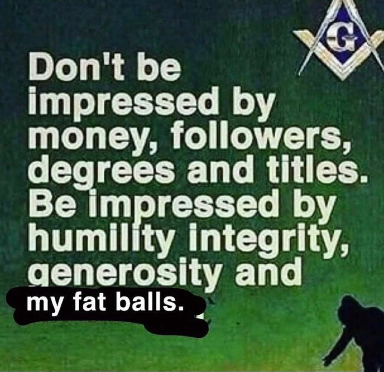 Chaotic Meh meme titled “Impressed by My Fat Balls.”