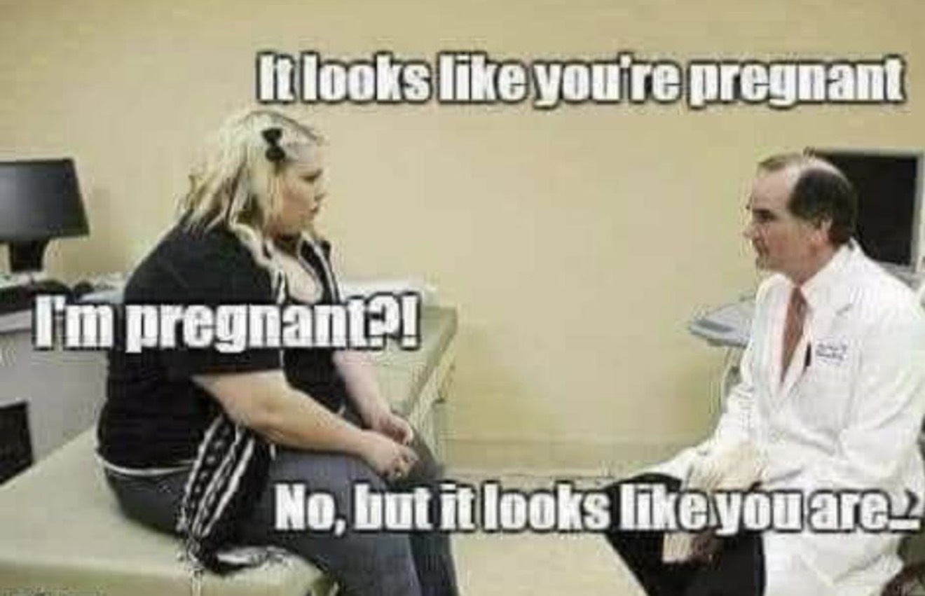 Chaotic Meh meme titled “It Looks Like You’re Pregnant.”