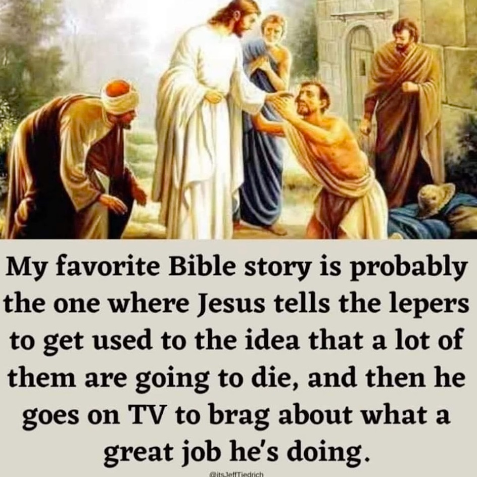 Chaotic Meh meme titled “Jesus Lepers TV.”