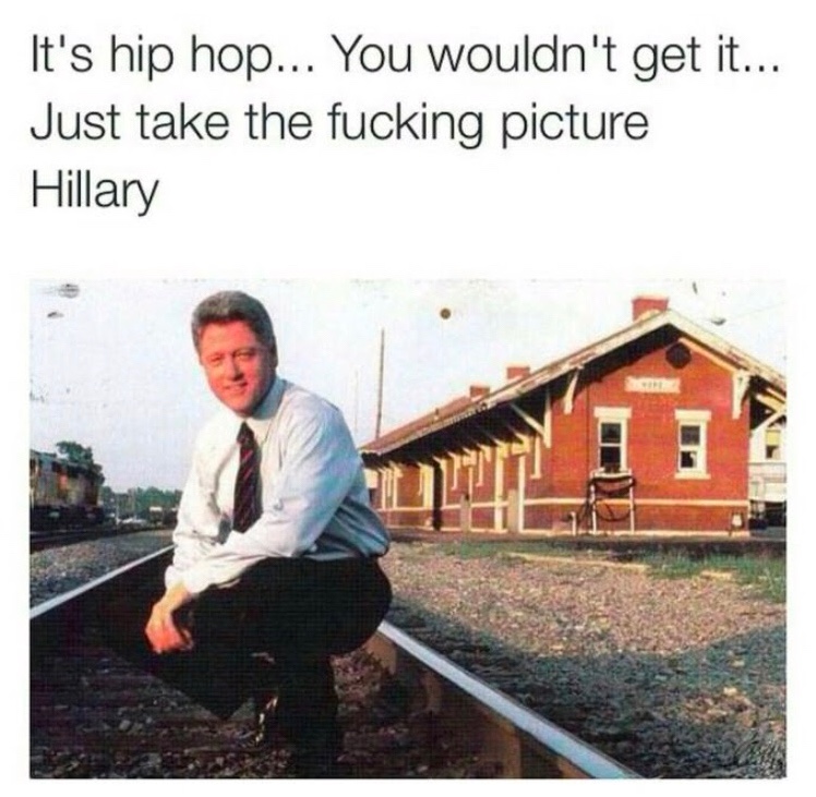 Chaotic Meh meme titled “Just Take the Fucking Picture Hillary.”