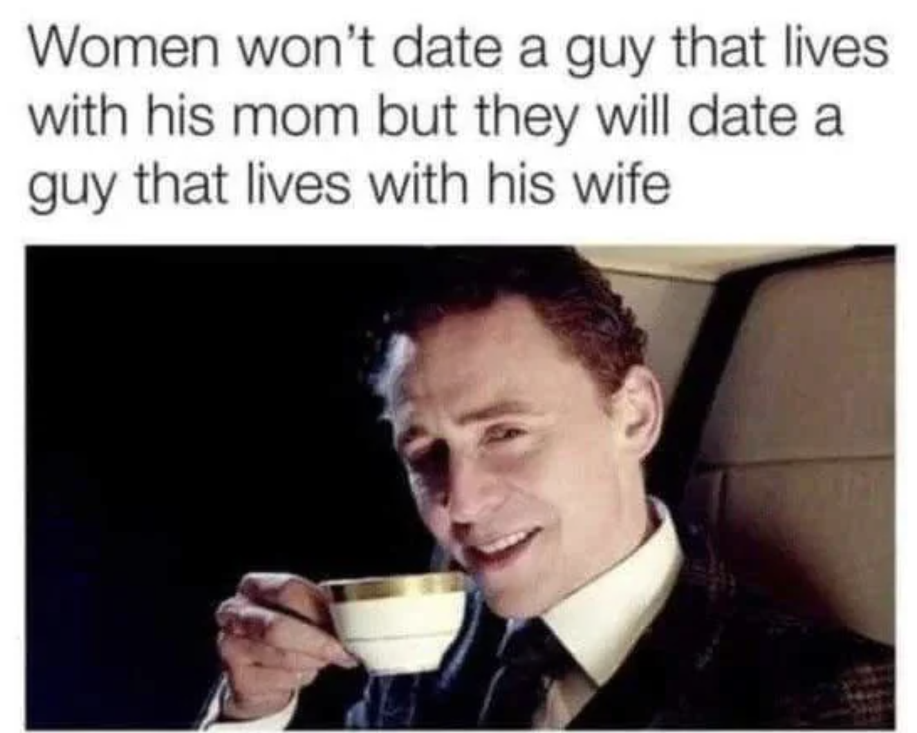 Chaotic Meh meme titled “Lives With His Wife.”