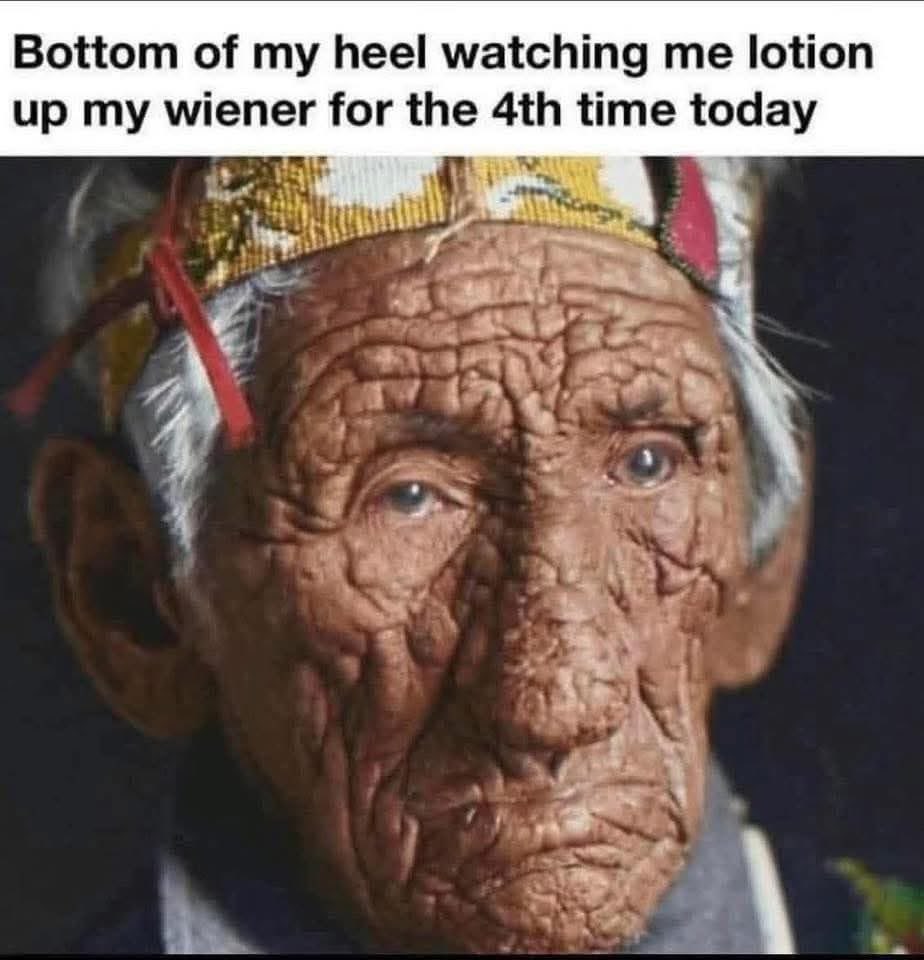 Chaotic Meh meme titled “Lotion Wiener Heel.”