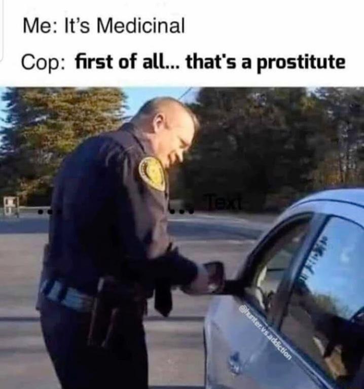 Chaotic Meh meme titled “Medicinal Prostitute.”