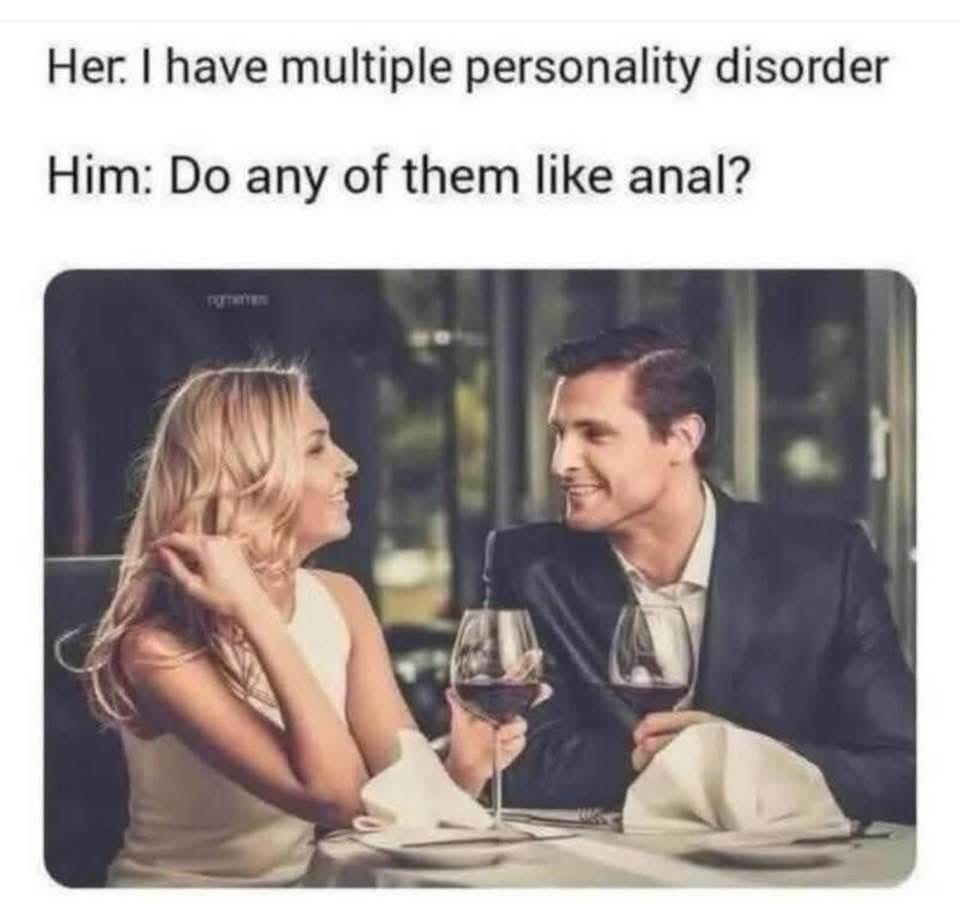Chaotic Meh meme titled “Multiple Personality Anal.”