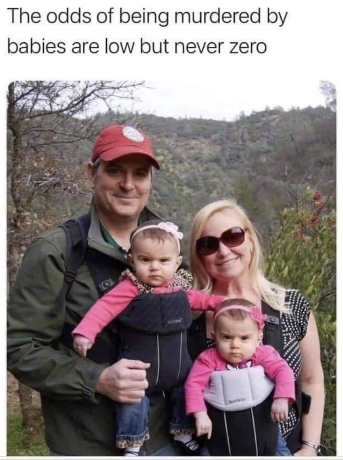 Chaotic Meh meme titled “The Odds of Being Murdered by Babies.”