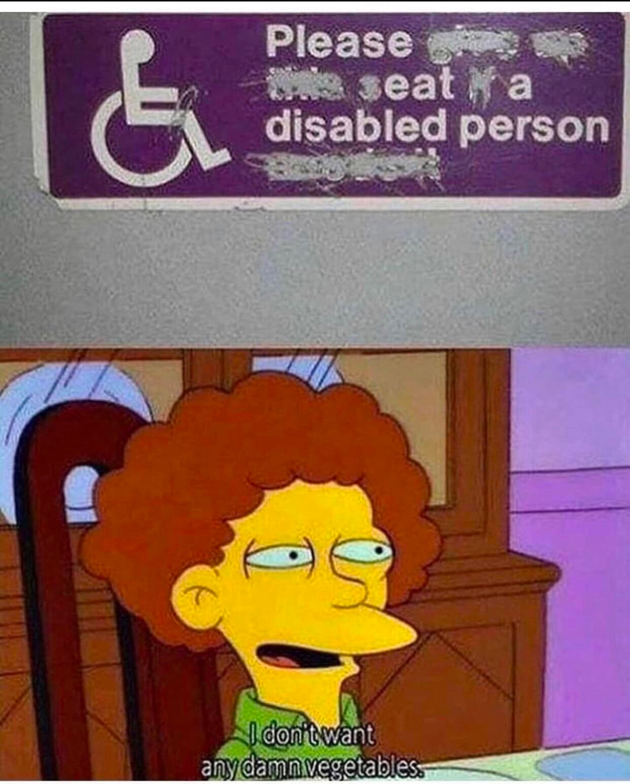 Chaotic Meh meme titled “No Damn Vegetables.”