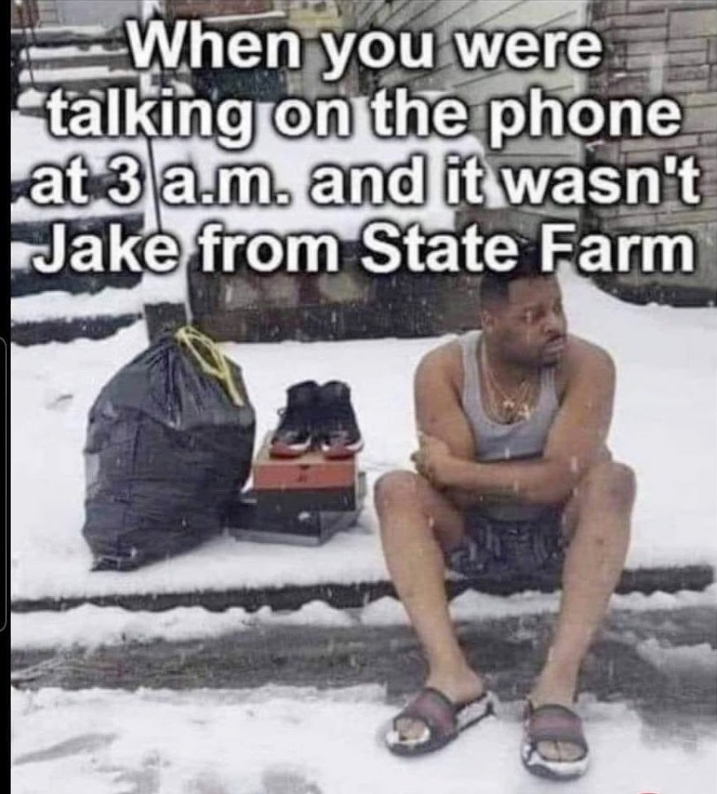 Chaotic Meh meme titled “Not Jake From State Farm.”