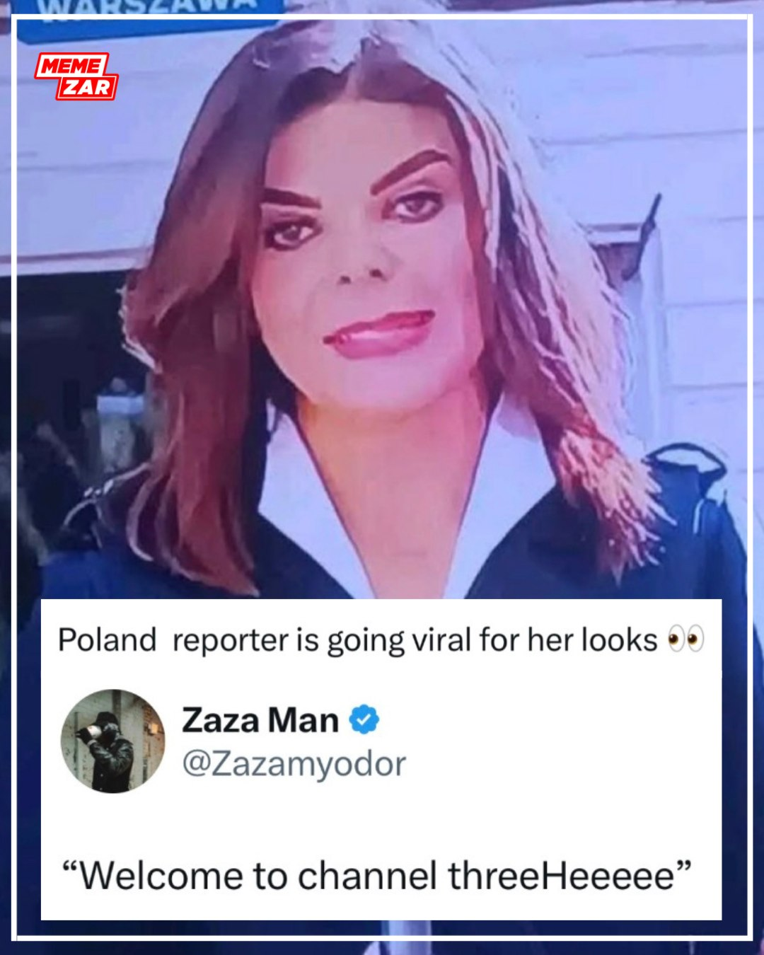 Chaotic Meh meme titled “Poland Reporter Going Viral.”