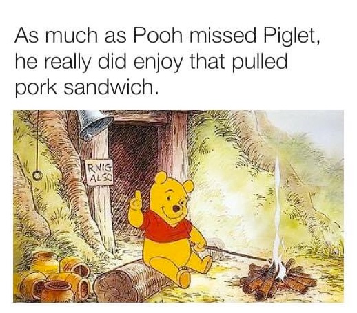 Chaotic Meh meme titled “Pooh Pulled Pork Sandwich.”