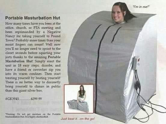 Chaotic Meh meme titled “Portable Masturbation Hut.”