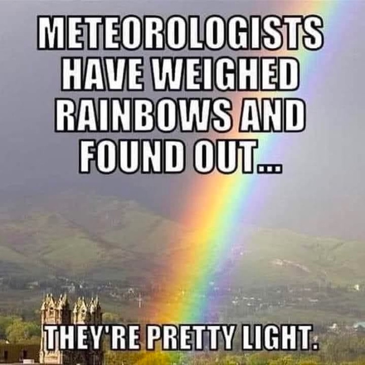 Chaotic Meh meme titled “Rainbows Are Pretty Light.”