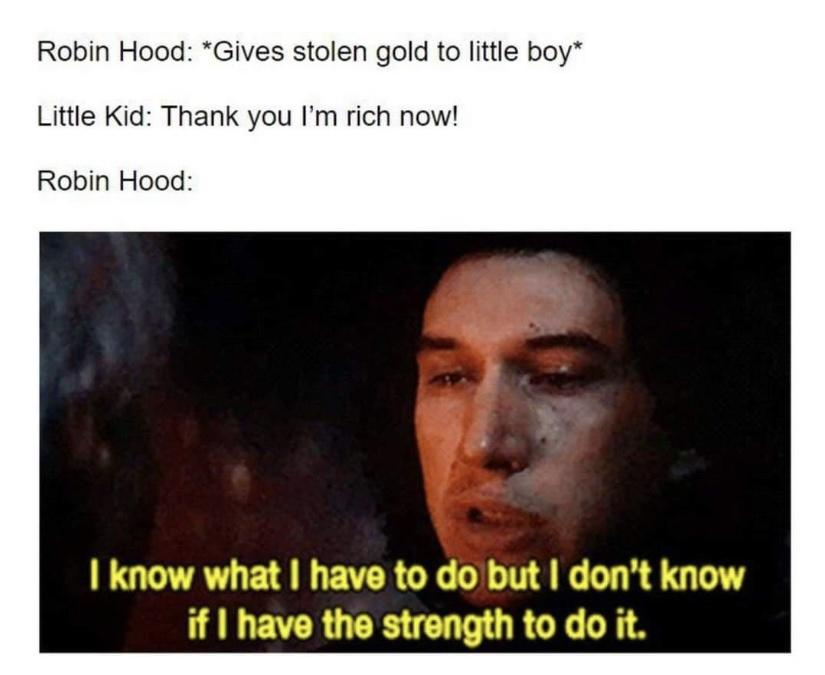 Chaotic Meh meme titled “Robin Hood Strength.”