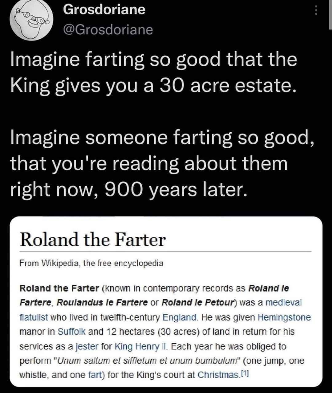 Chaotic Meh meme titled “Roland the Farter.”