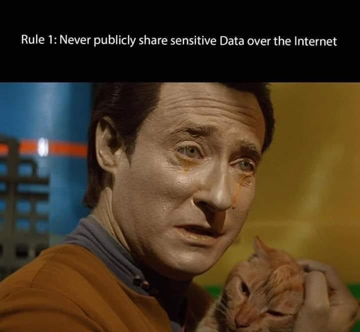 Chaotic Meh meme titled “Sensitive Data.”