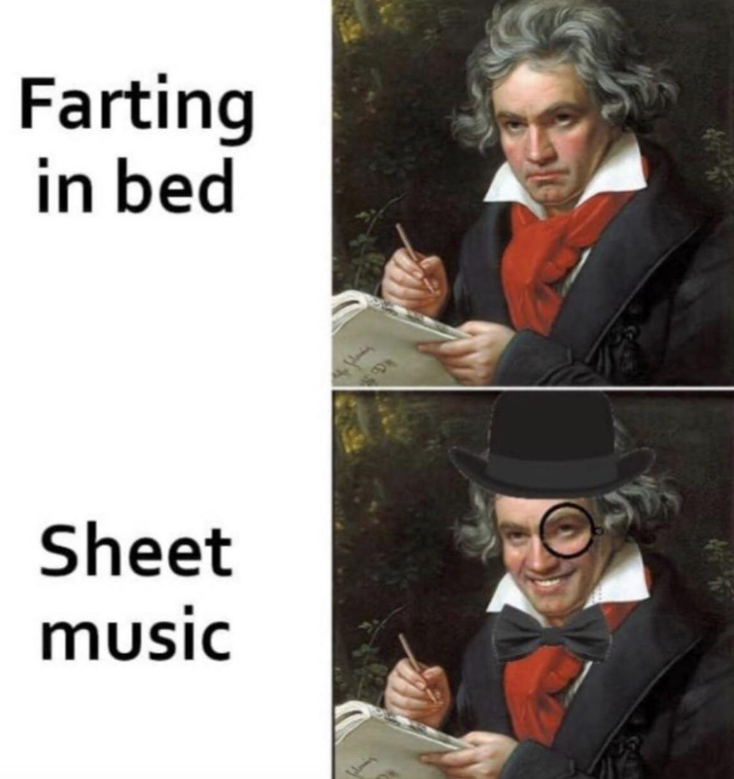 Chaotic Meh meme titled “Sheet Music.”