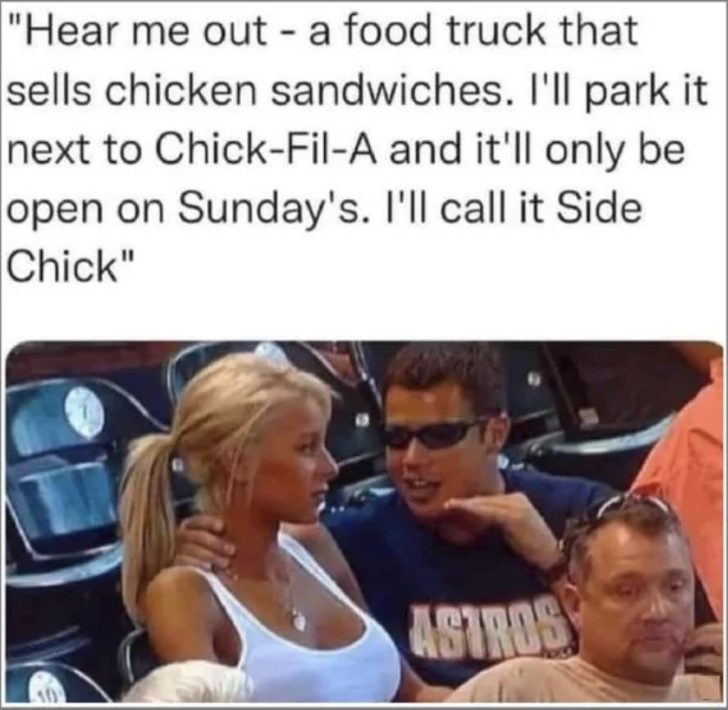 Chaotic Meh meme titled “Side Chick Food Truck.”