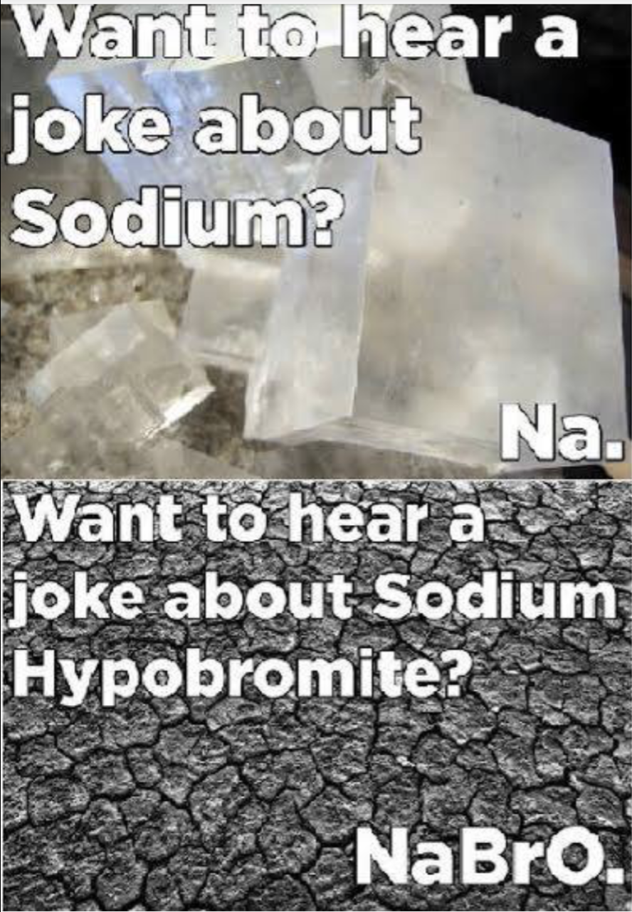 Chaotic Meh meme titled “Sodium Joke NaBrO.”