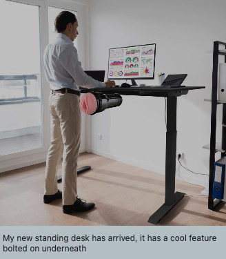 Chaotic Meh meme titled “My New Standing Desk Has Arrived.”