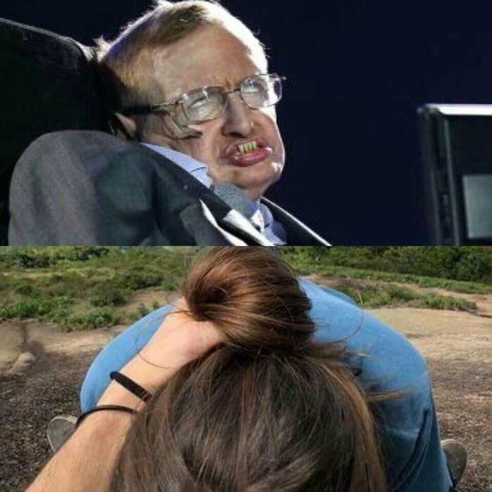 Chaotic Meh meme titled “Stephen Hawking Lookalike.”