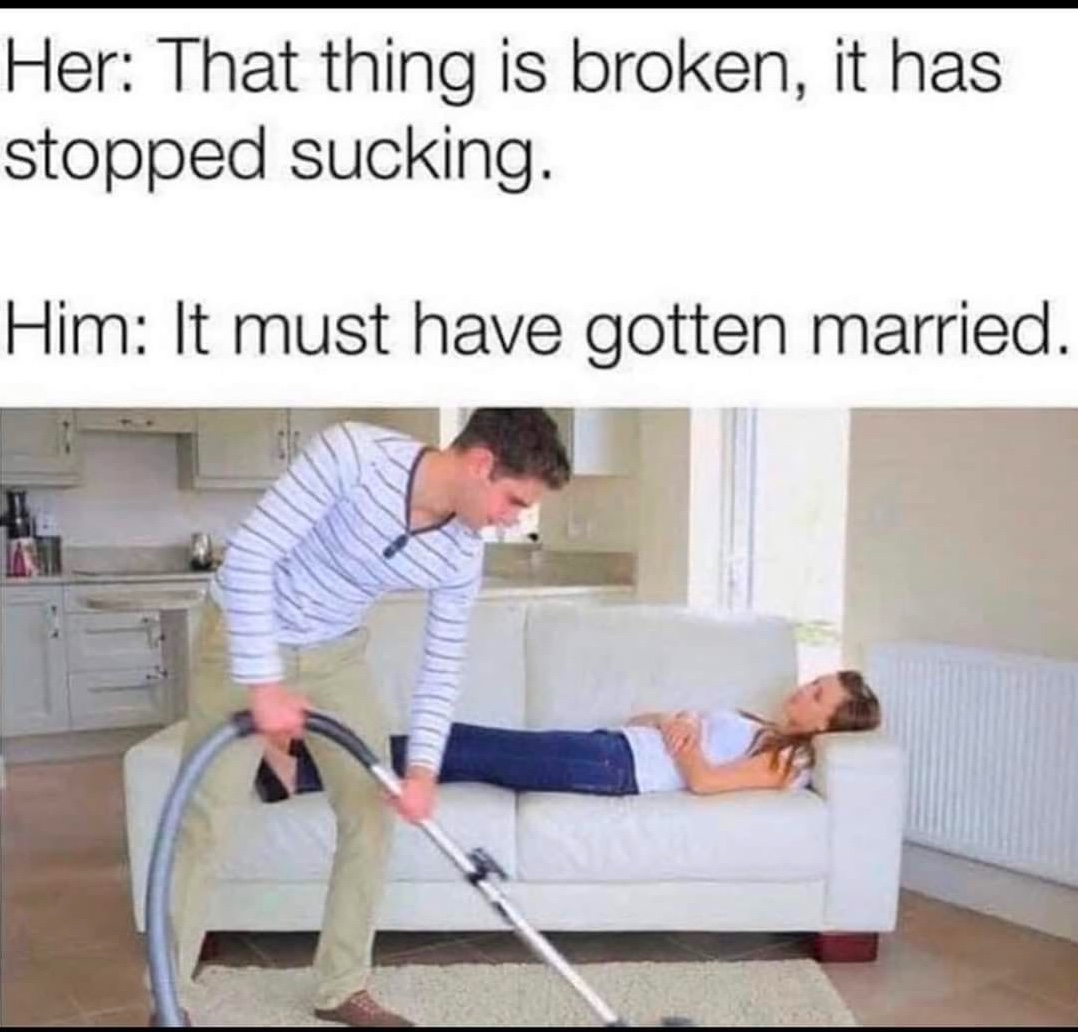 Chaotic Meh meme titled “It Must Have Gotten Married.”