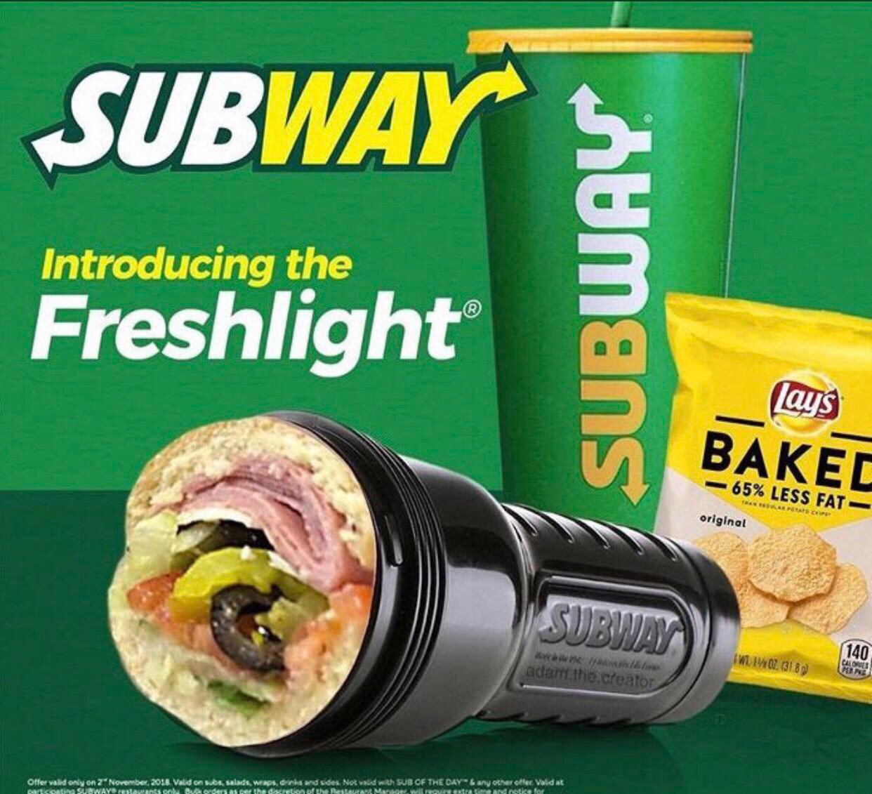 Chaotic Meh meme titled “Subway Introducing the Freshlight.”